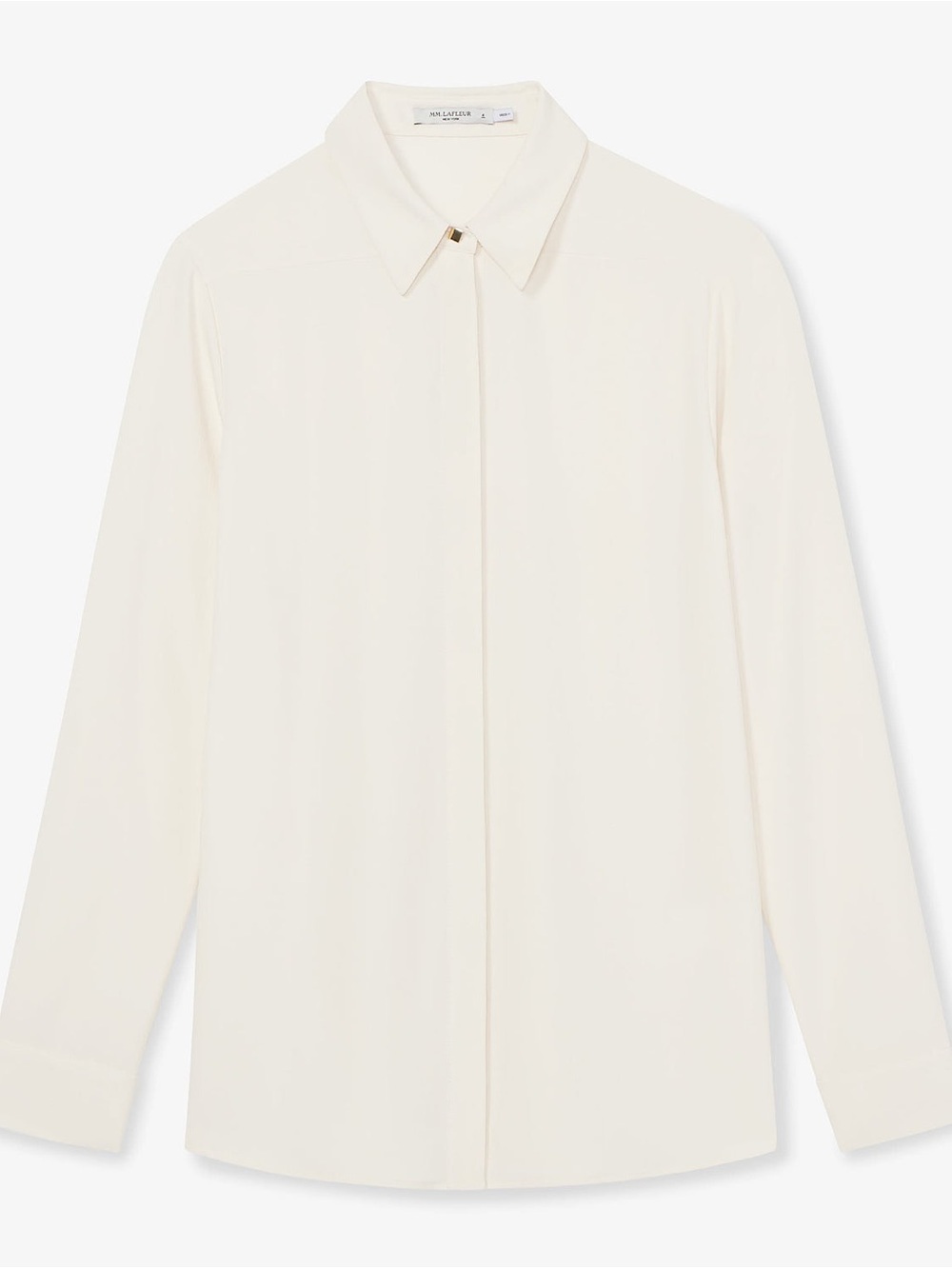 MM Lafleur | Lagarde Shirt Eco Soft Wave Long-Sleeve Button-Up Blouse Ivory SZ4